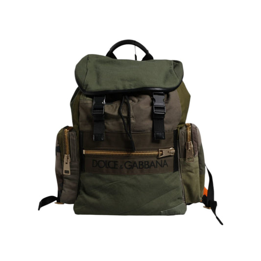 Dolce & Gabbana Military Green Patchwork Travel Backpack Bag