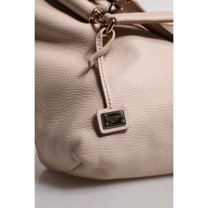 Dolce & Gabbana Light Pink Deer Leather Logo Plaque Tote Top Handle Bag
