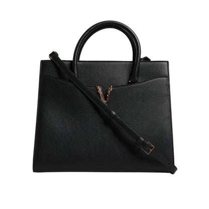 Versace Black Large Leather Top Handle Shoulder Crossbody Bag