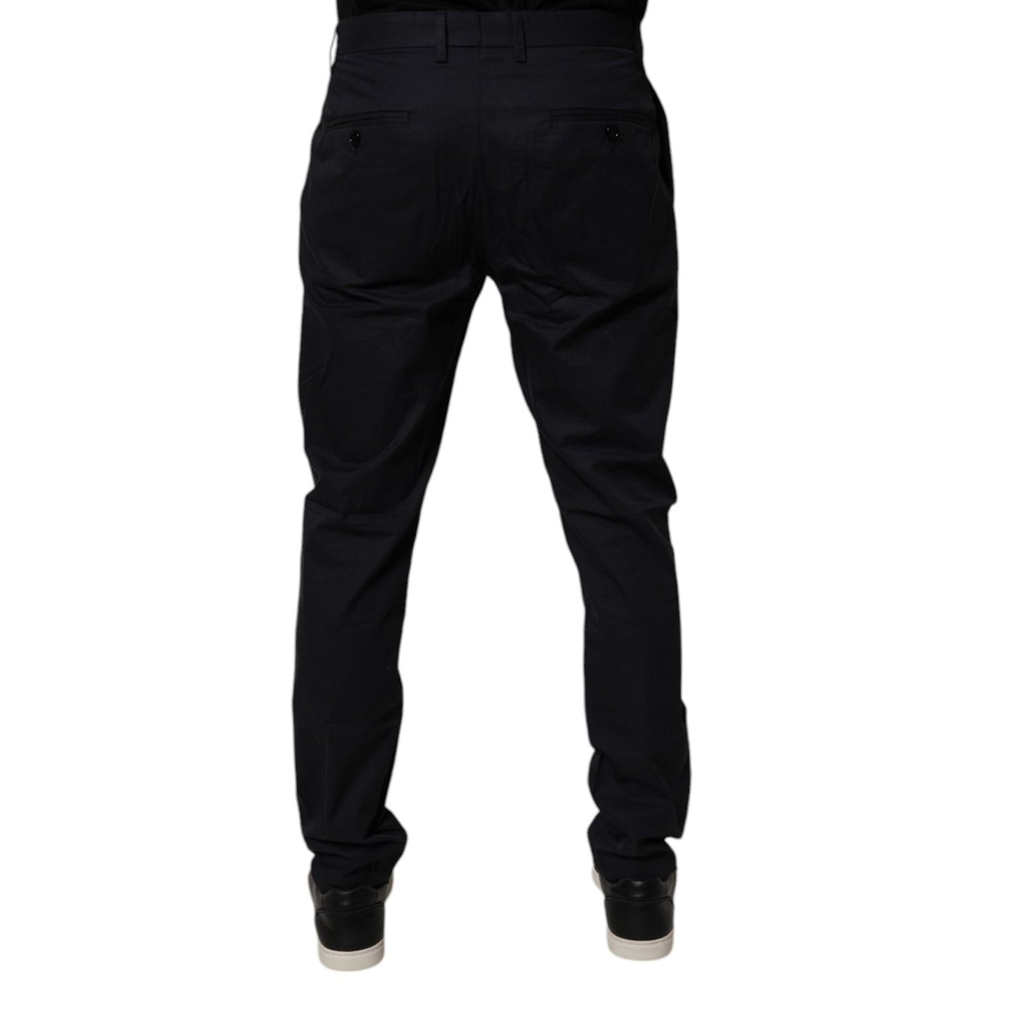 Dolce & Gabbana Dark Blue Cotton Tapered Formal Pants