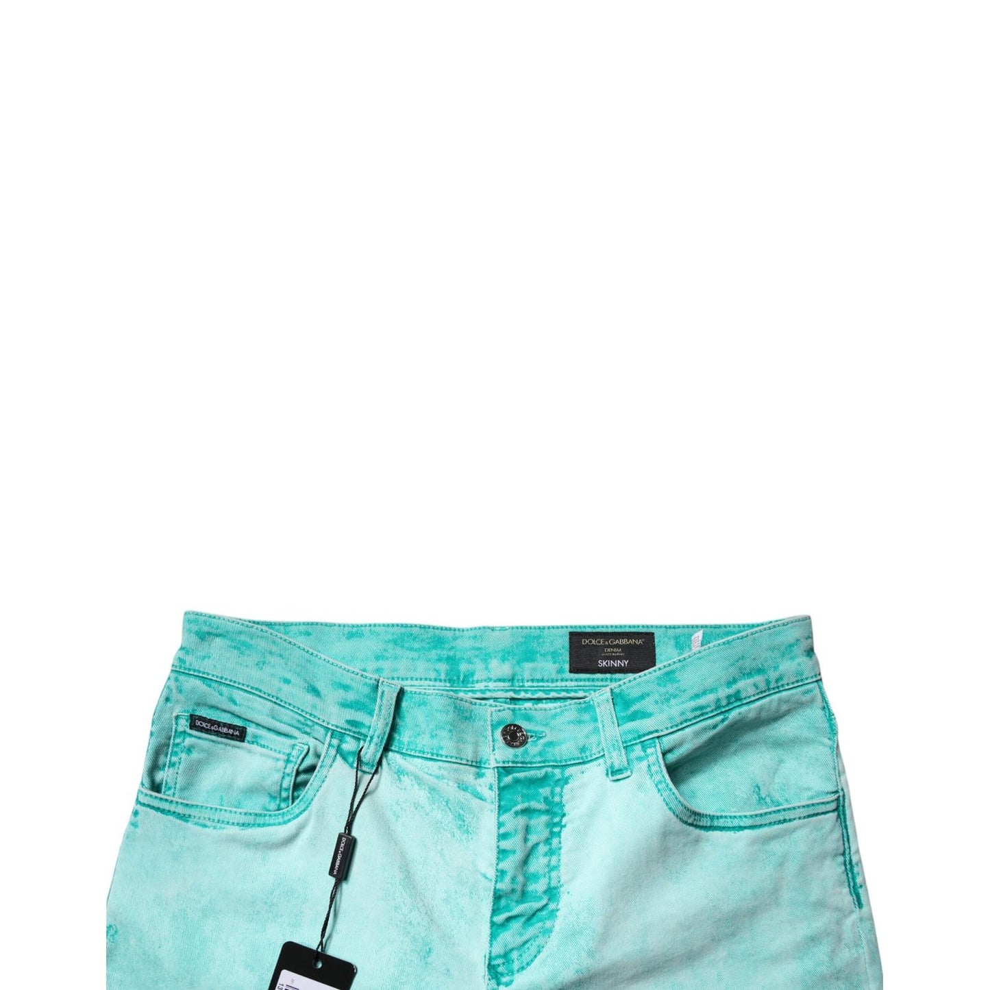 Dolce & Gabbana Green Tie Dye Cotton Skinny Men Denim Jeans