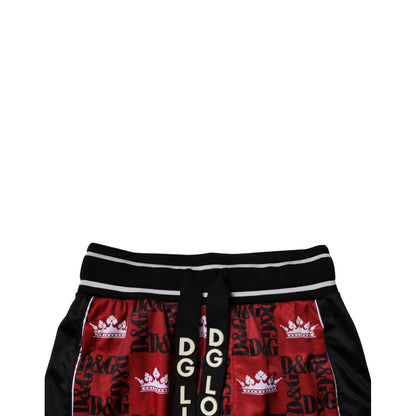 Dolce & Gabbana Red Crown Logo Monogram Men Sweatpants Pants