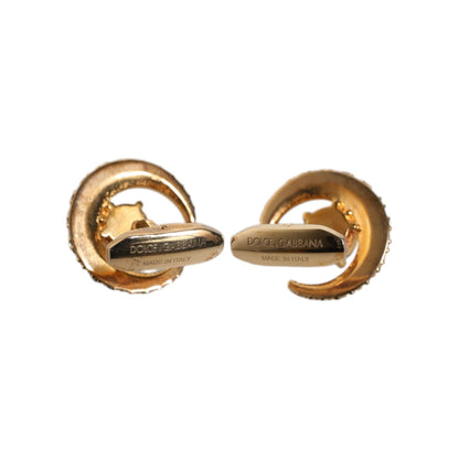 Dolce & Gabbana Brass Gold Black Crystal Luna Cufflink