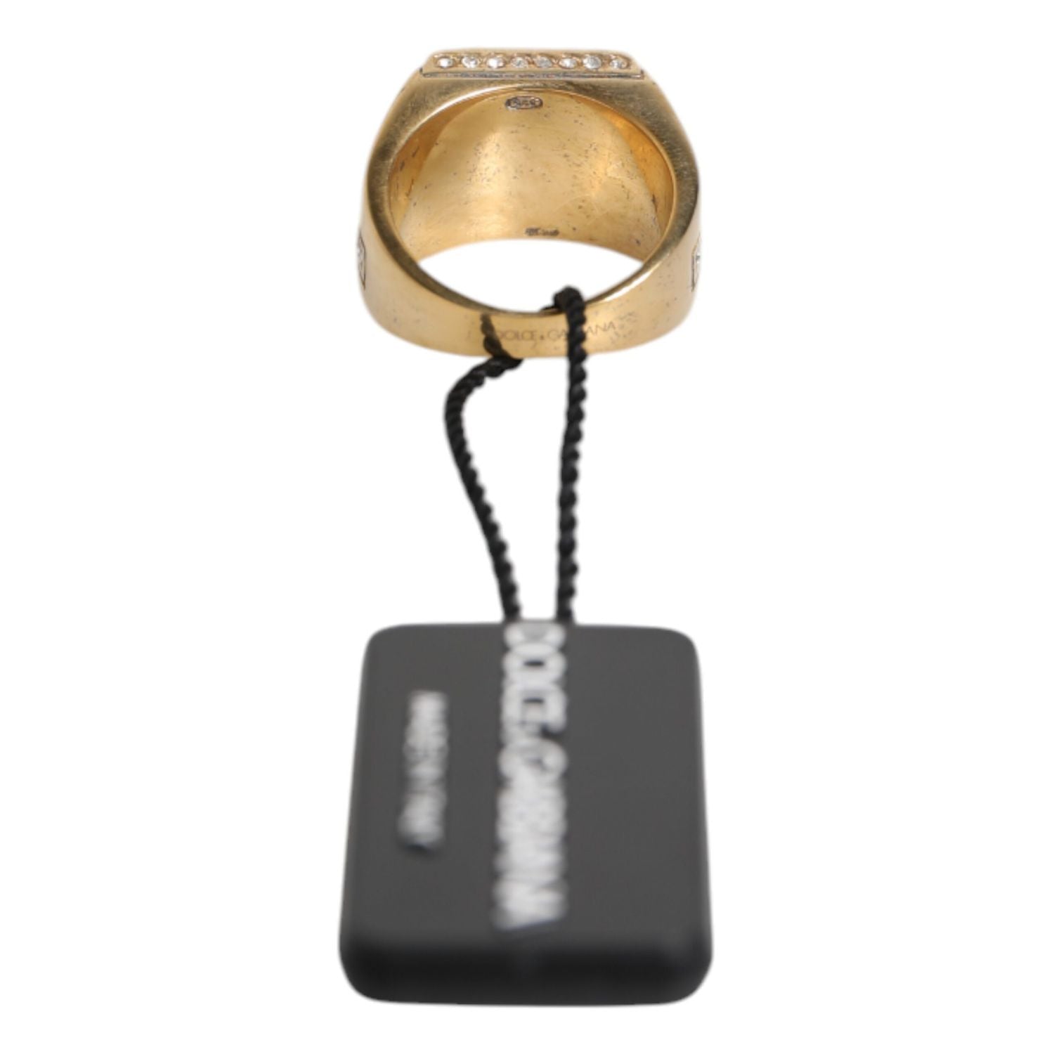 Dolce & Gabbana Gold Tone Sterling Silver 925 Crystals Ring