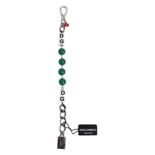 Dolce & Gabbana Silver Tone Brass Bead Dice Logo Embellish Charm Bracelet SMY10683
