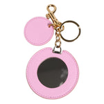 Dolce & Gabbana Pink Calf Leather Gold Metal Logo Print Keyring Keychain SMY101337