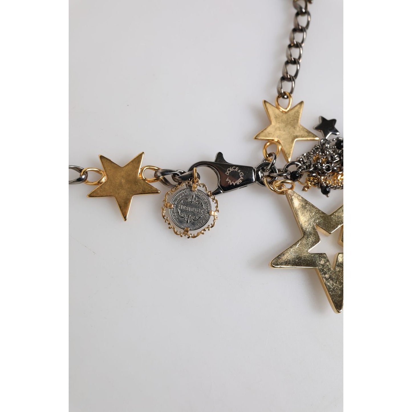 Dolce & Gabbana Silver Gold Brass Embellished Waist Chain Belt