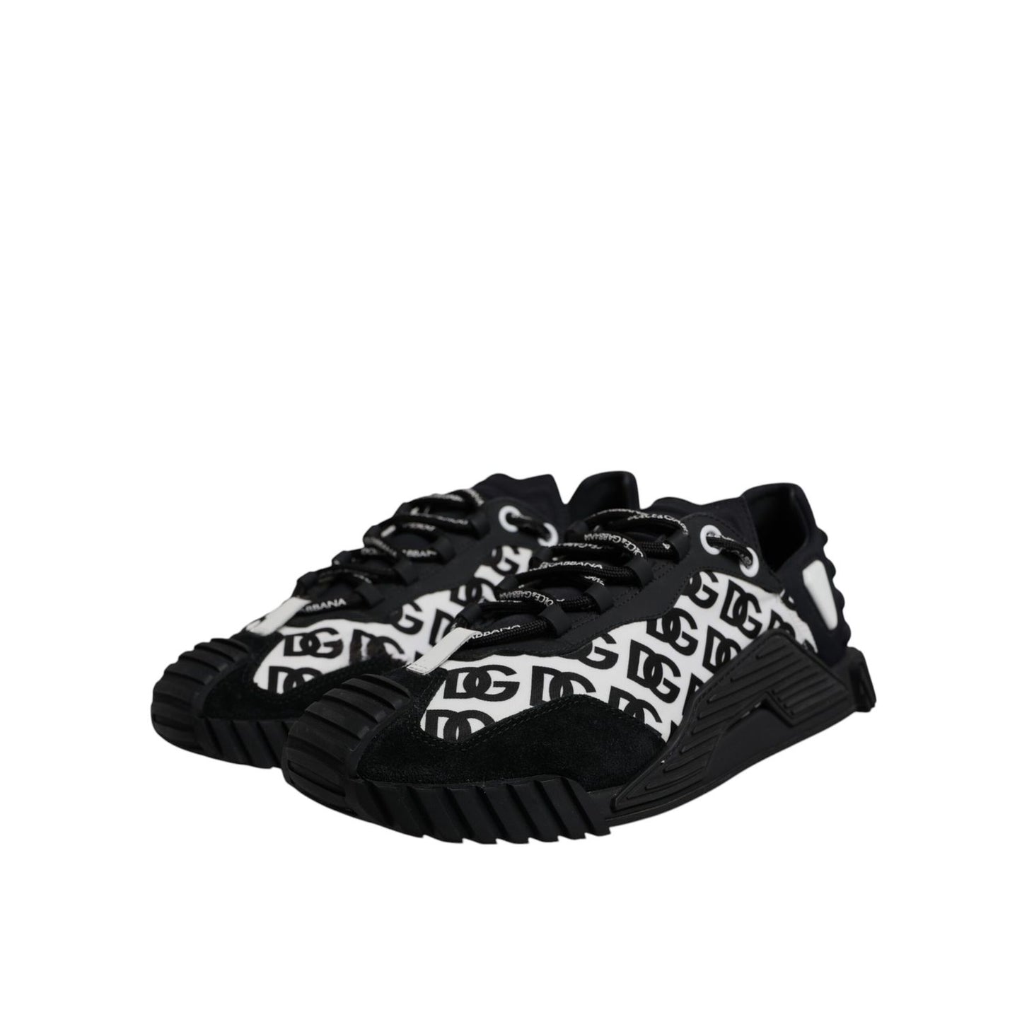Dolce & Gabbana Black Logo Lace Up Low Top NS1 Sneakers Shoes