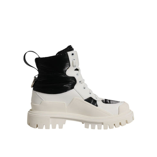 Dolce & Gabbana White Padded Mid Calf Lace Up Boots Shoes LA12764-39