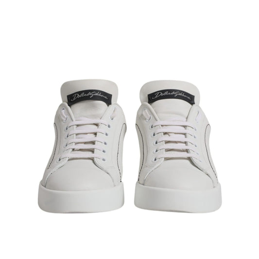 Dolce & Gabbana White Black Leather Low Top Sneakers Shoes LA12527#1-37