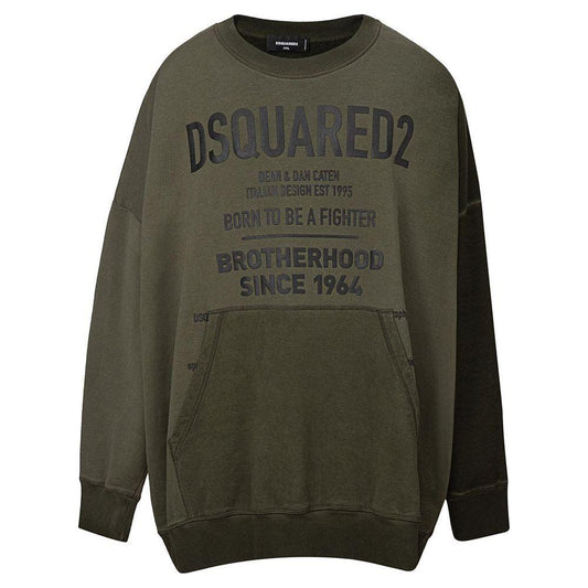 Dsquared² Green Cotton Sweater Dsquared² Dark Slate Gray