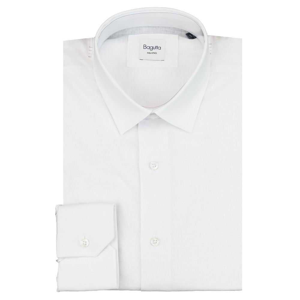 Bagutta White Linen Men Shirt