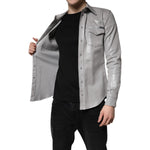 Dolce & Gabbana Metallic Gray Cotton Button Down Shirt TSH878491-42