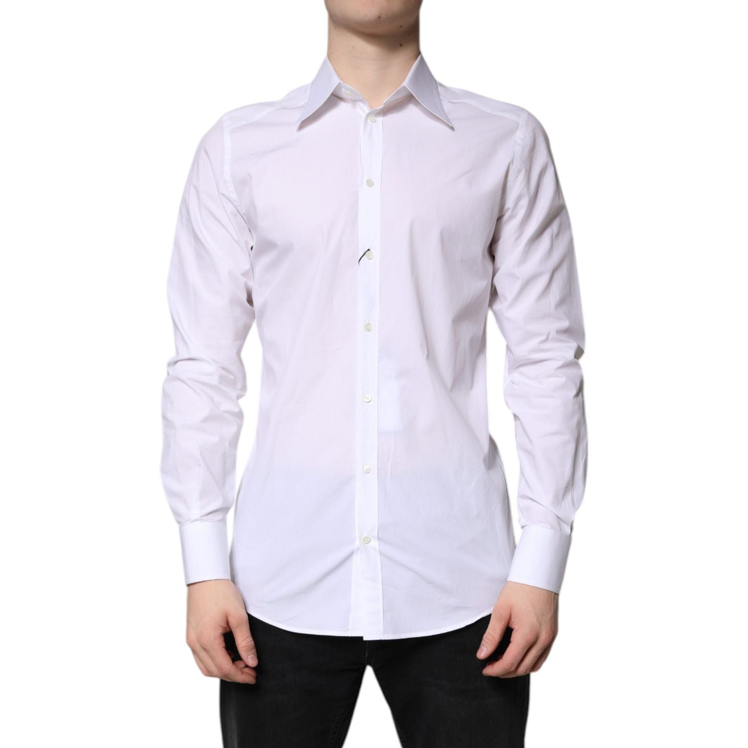 Dolce & Gabbana White Cotton GOLD Dress Formal Shirt