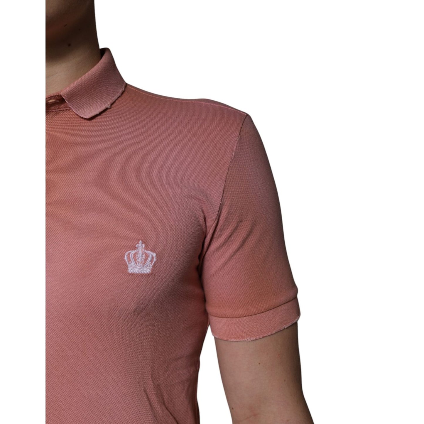 Dolce & Gabbana Pink Cotton Crown Collared Polo T-shirt