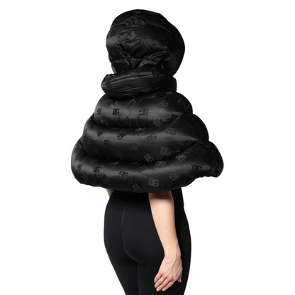 Dolce & Gabbana Black Padded Puffer Hooded Full Zip Cropped Jacket