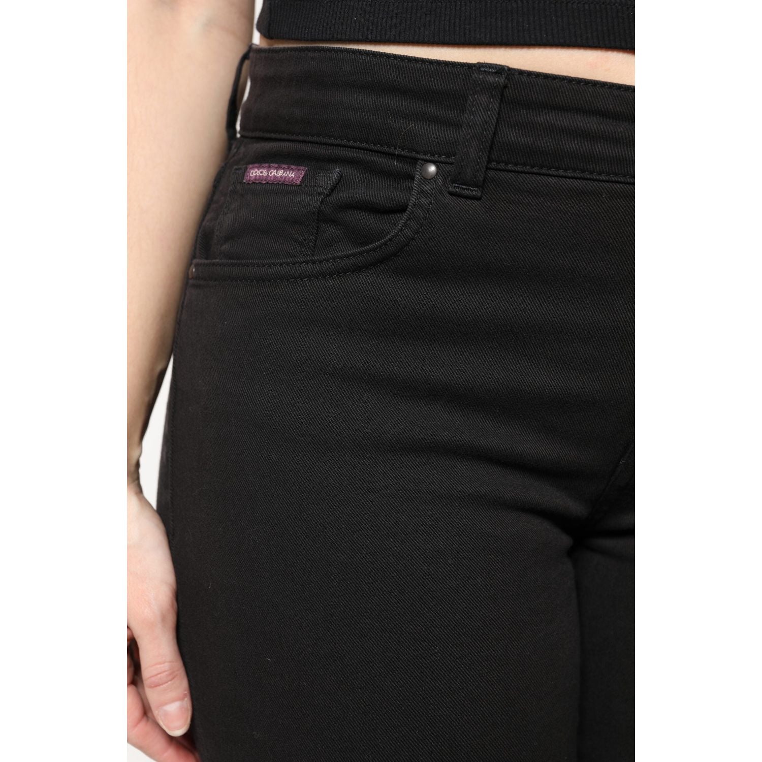 Dolce & Gabbana Black Cotton Mid Waisted Skinny Denim Jeans