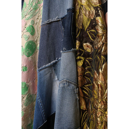 Dolce & Gabbana Multicolor Patchwork High Waisted Midi Skirt