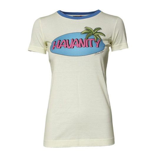 Dolce & Gabbana Light Yellow Cotton Short Sleeve T-shirt TSH87154-36