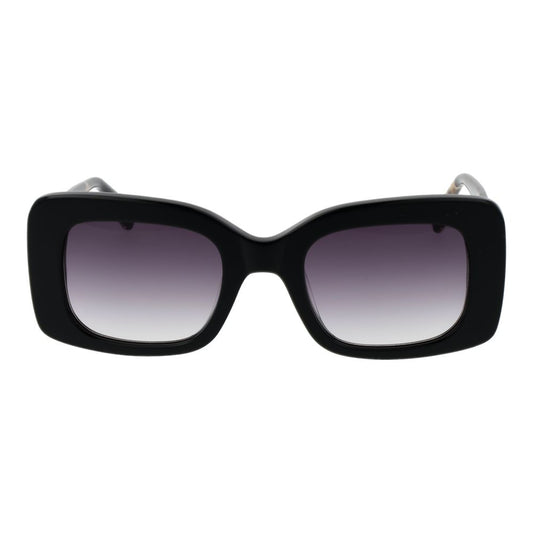 Maje black acetate square sunglasses for women with gradient purple plastic lenses, offering 100% UVA & UVB protection.