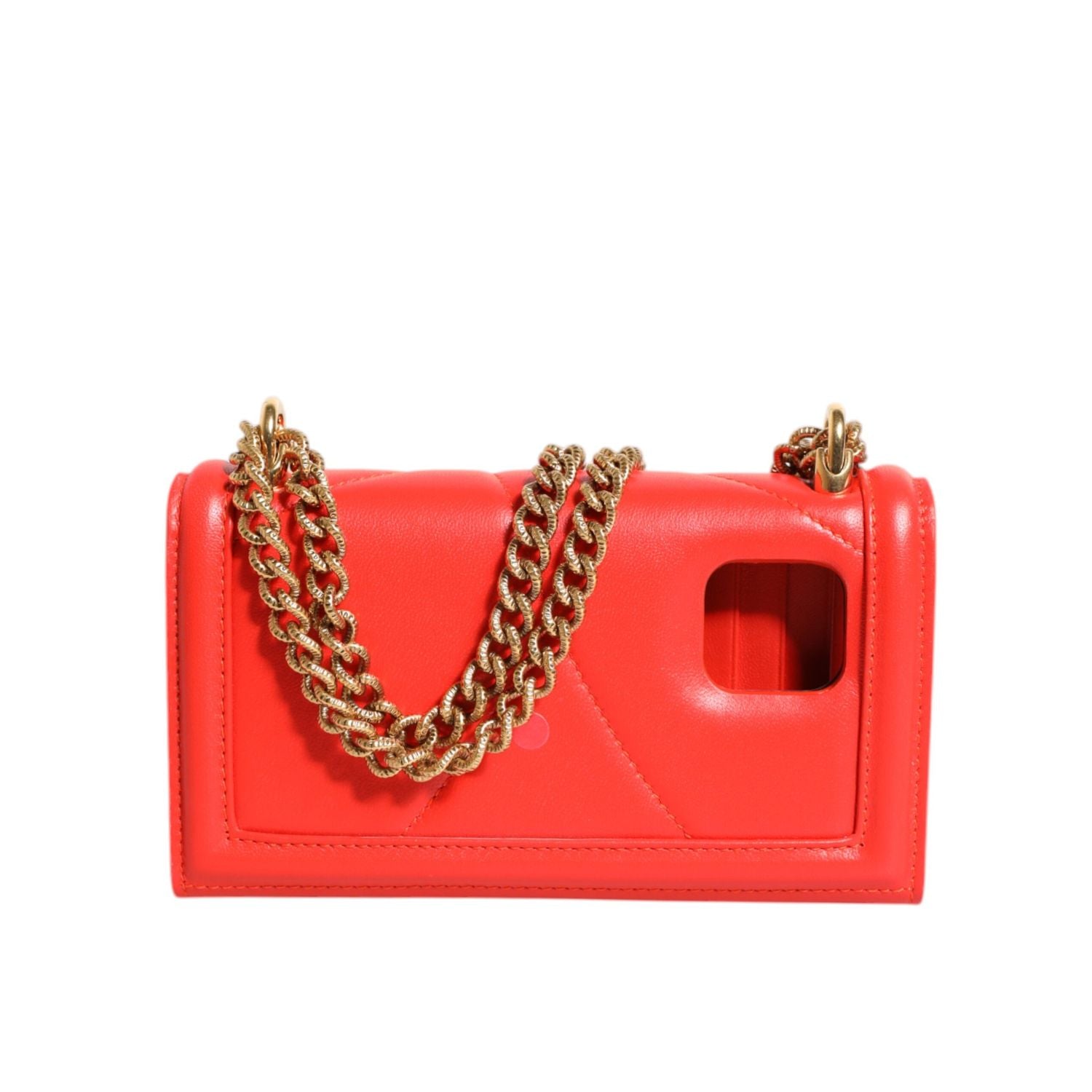 Dolce & Gabbana Red Leather Quilted Devotion Crossbody Phone Cover Bag