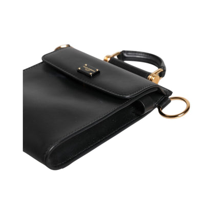 Dolce & Gabbana Black Calfskin Leather Logo Plaque Mini Bag