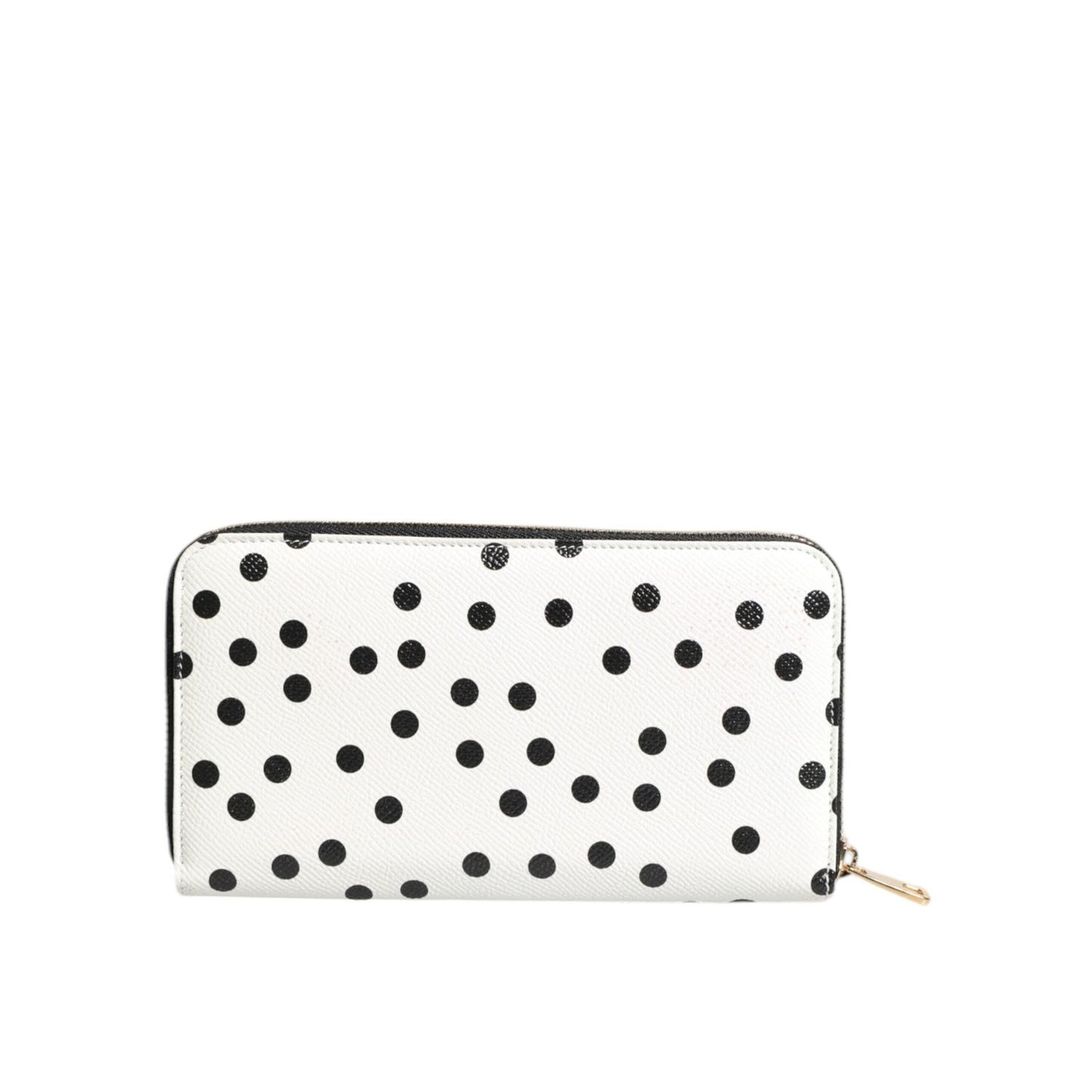 Dolce & Gabbana White Black Striped Leather Zip Around Continental Wallet