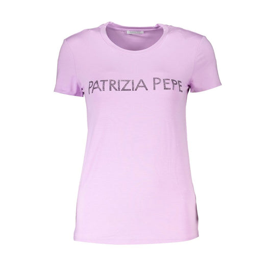 Patrizia Pepe Purple Rhinestone Crew Neck Tee PA-28352-XS