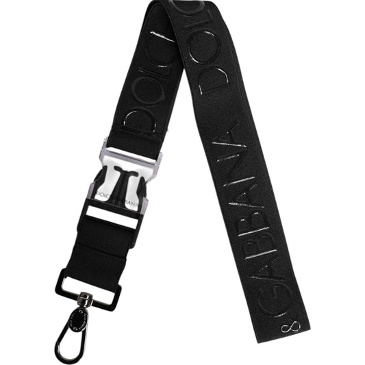 Dolce & Gabbana Black Stretch Polyester Rubberised DG Logo Keychain BEL9270