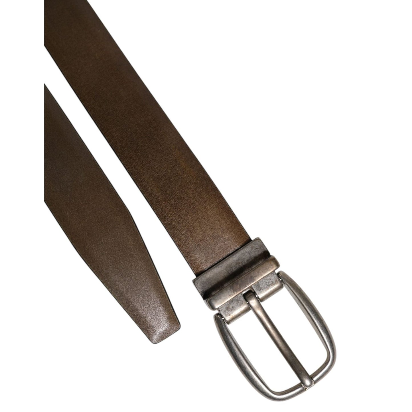 Dolce & Gabbana Brown Leather Classic Metal Logo Buckle Belt