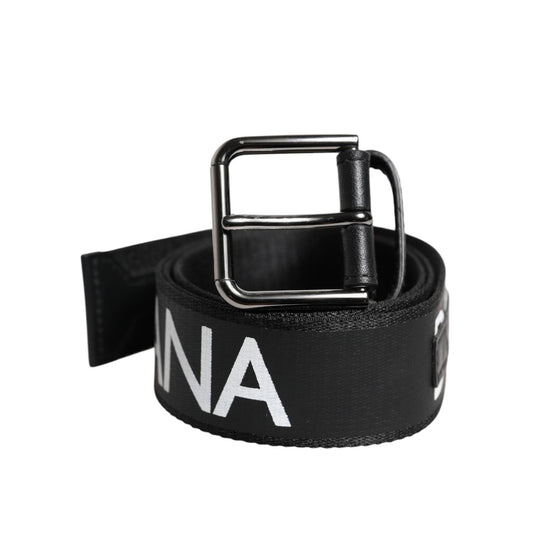 Dolce & Gabbana Black Leather Classic Metal Logo Buckle Belt