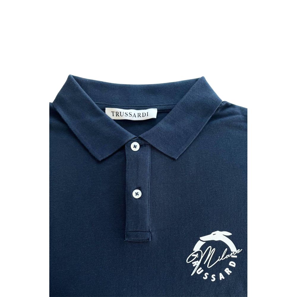 Trussardi Beachwear Blue Cotton Men's Polo Shirt