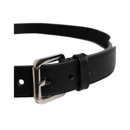 Dolce & Gabbana Black White Printed Metal Logo Buckle Belt