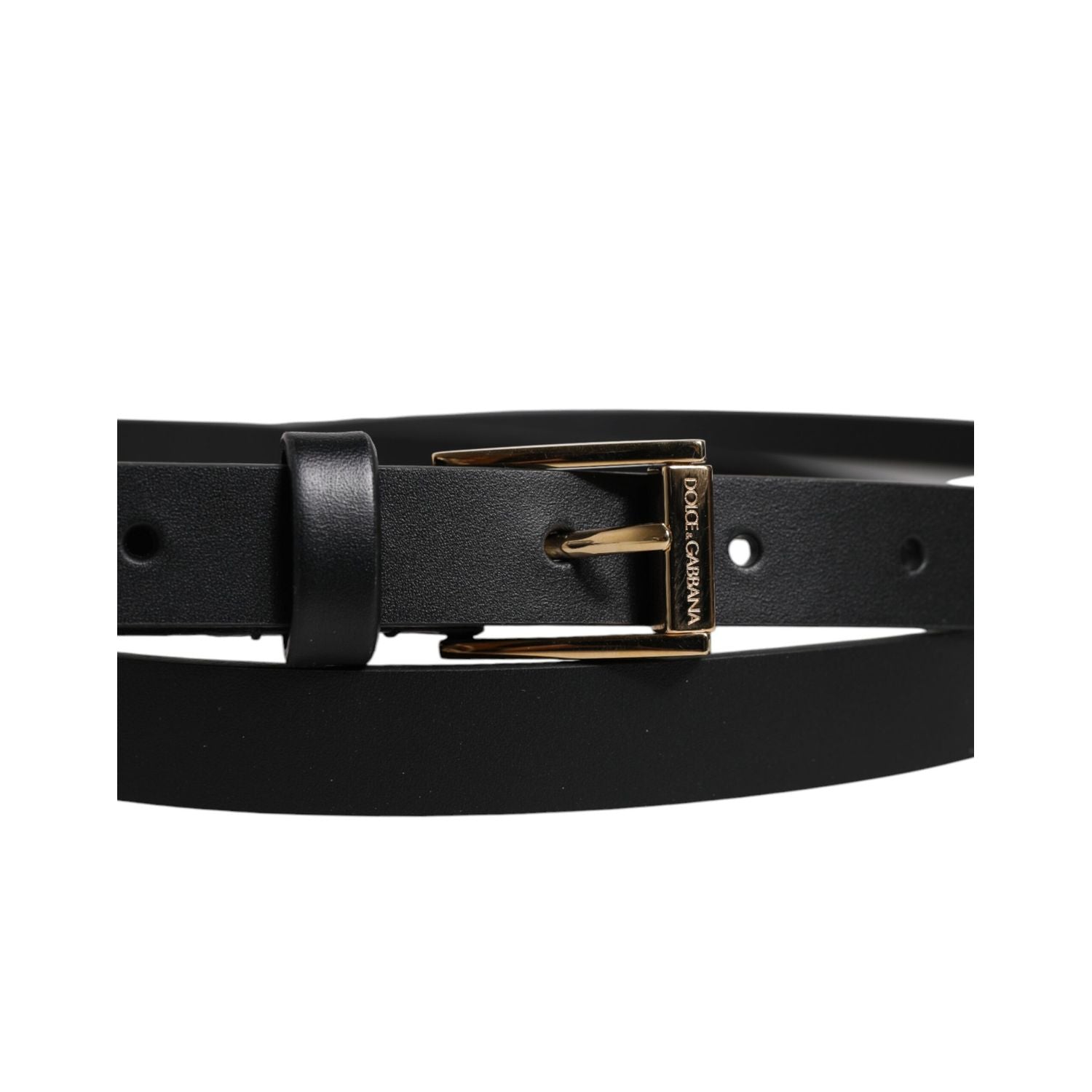 Dolce & Gabbana Black Calfskin Classic Metal Logo Buckle Belt