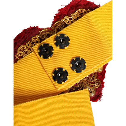 Dolce & Gabbana Yellow Stretch Wide Waist Heart Embellished Belt