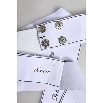 Dolce & Gabbana White Waist Ribbon Wide Bow Logo Belt