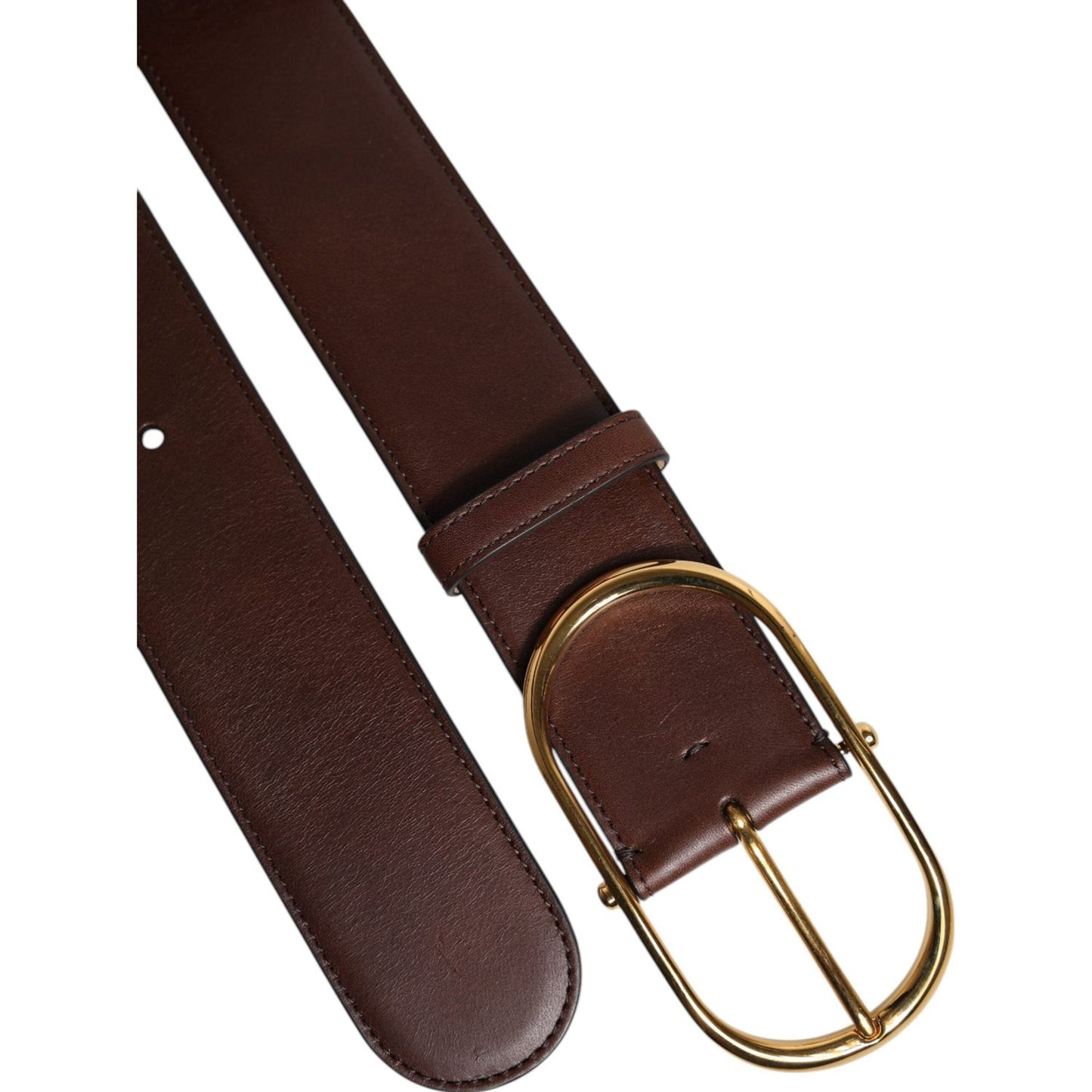 Dolce & Gabbana Brown Logo Engraved Metal Waist Buckle Belt WMB466-75