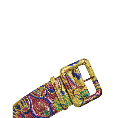 Dolce & Gabbana Multicolor Floral Jacquard Wide Waist Belt