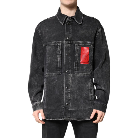 Dolce & Gabbana Black Logo Cotton Stretch Denim Jacket