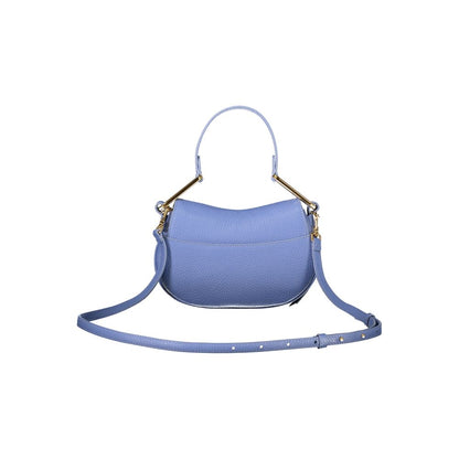Coccinelle Light Blue Leather Women Handbag with adjustable strap and single handle for elegance and functionality.