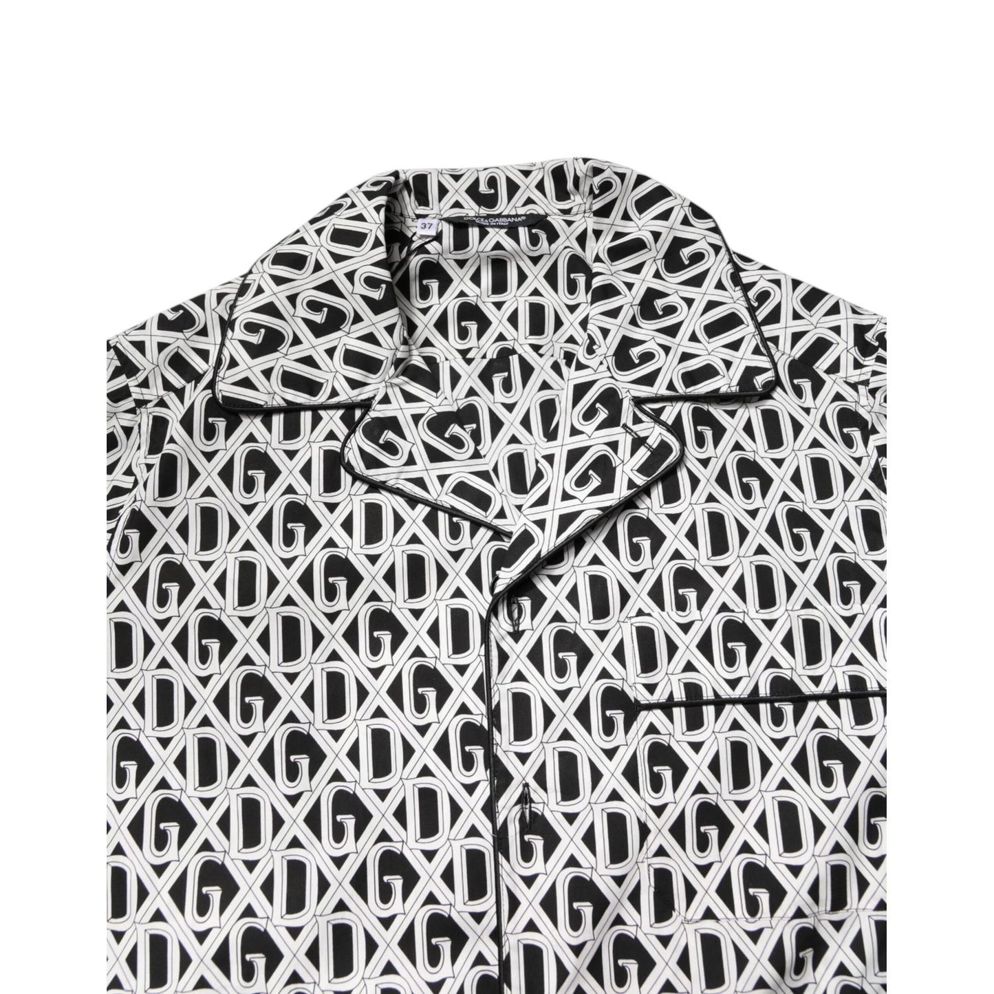 Dolce & Gabbana Black White DG Print Cotton Pajama Set Sleepwear