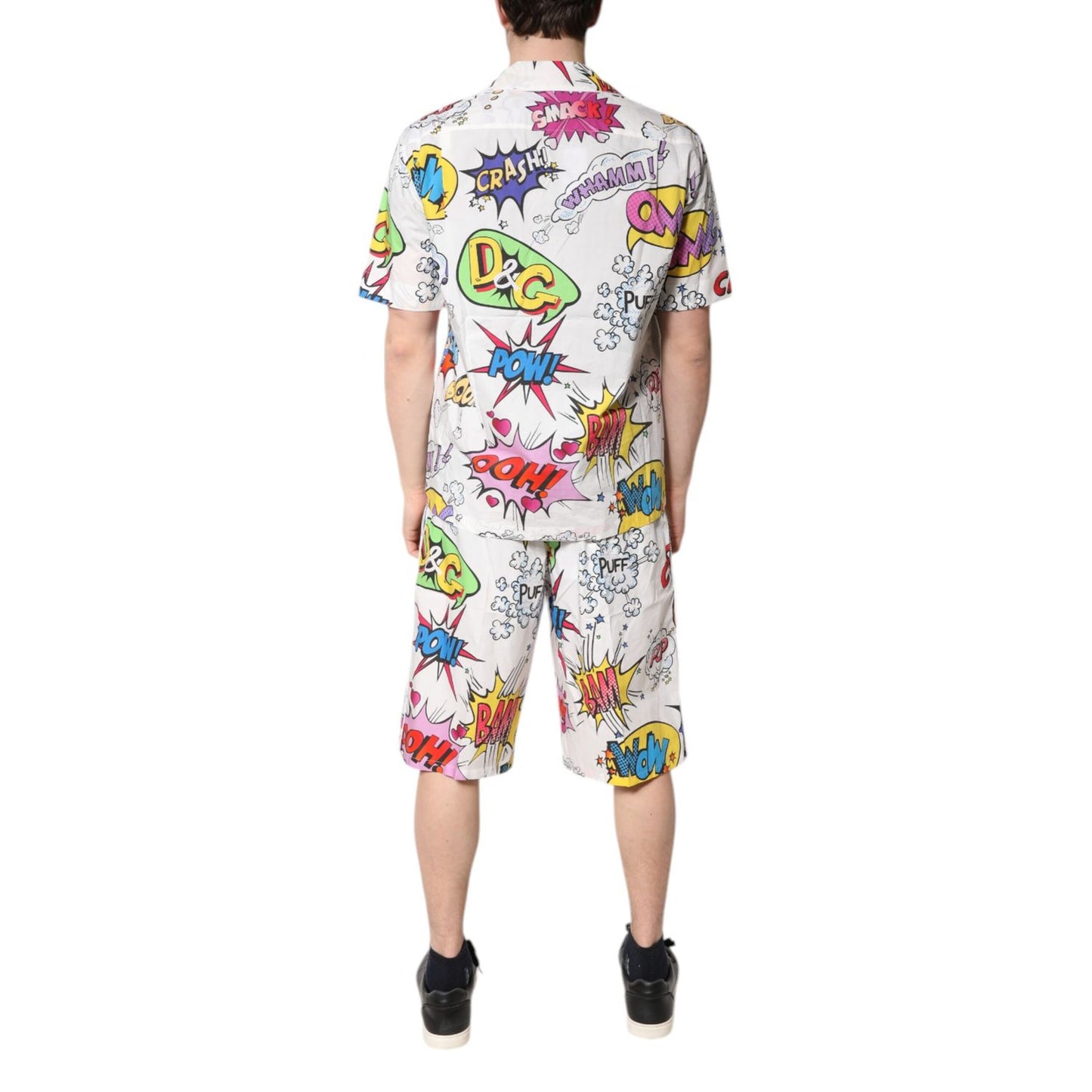 Dolce & Gabbana White Cartoon Print Cotton Men Pajama Set Sleepwear
