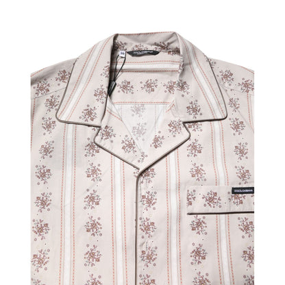 Dolce & Gabbana Beige Floral Print Cotton Men Pajama Set Sleepwear