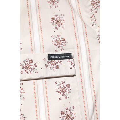 Dolce & Gabbana Beige Floral Print Cotton Men Pajama Set Sleepwear