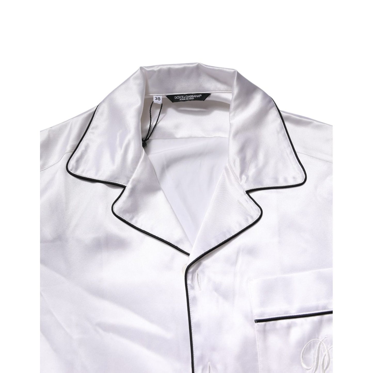 Dolce & Gabbana White Satin Silk Men Pajama Set Sleepwear KOS2289-37