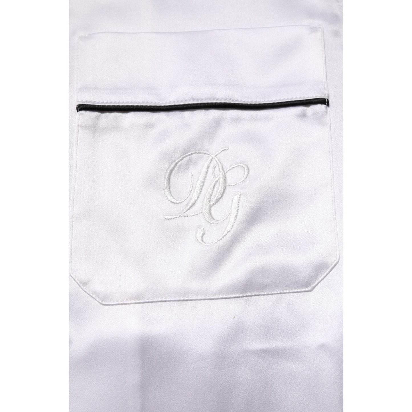 Dolce & Gabbana White Satin Silk Men Pajama Set Sleepwear KOS2289-37