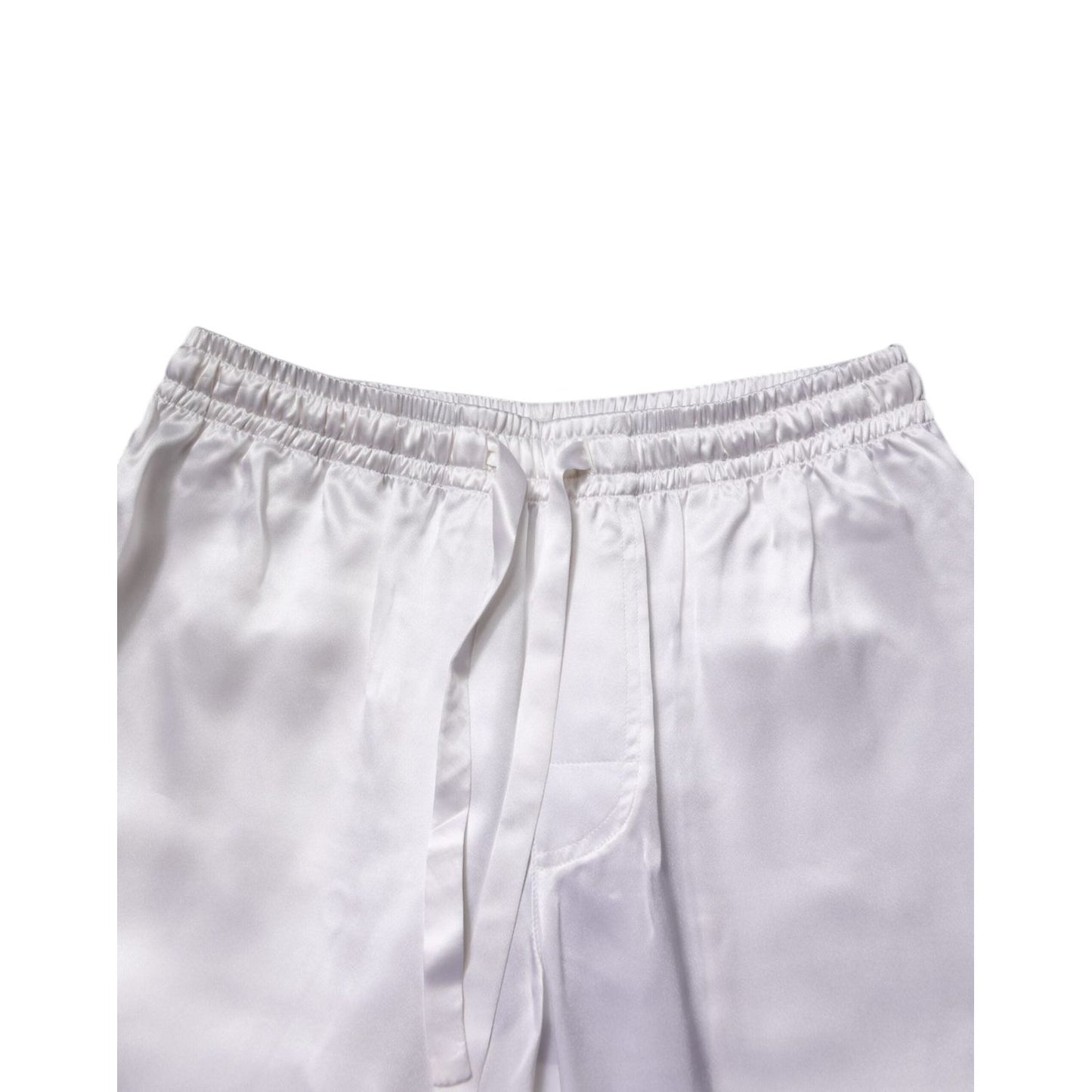 Dolce & Gabbana White Satin Silk Men Pajama Set Sleepwear KOS2289-37