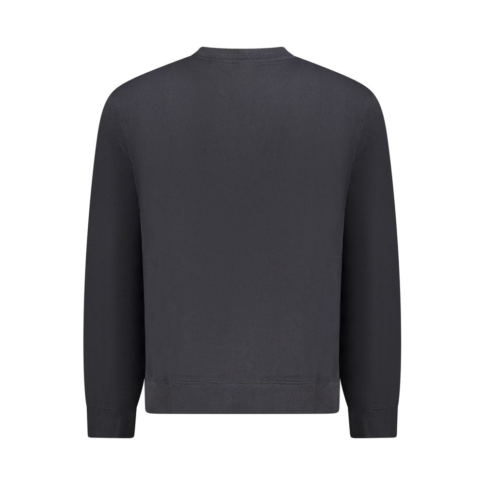 Back view of Napapijri Black Cotton Men Sweater showcasing classic black design and comfortable fit.