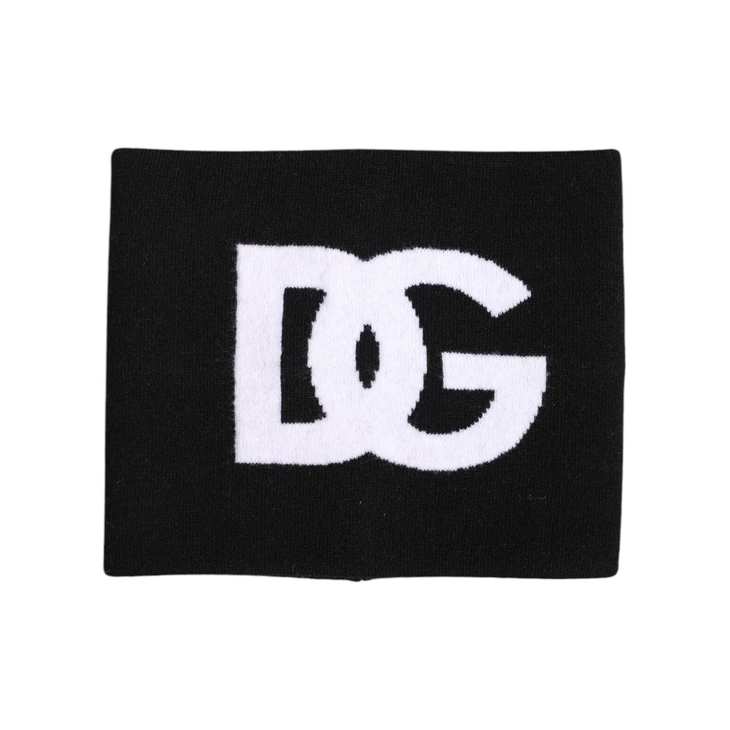 Dolce & Gabbana Black White Logo Print Knitted Neck Warmer Scarf
