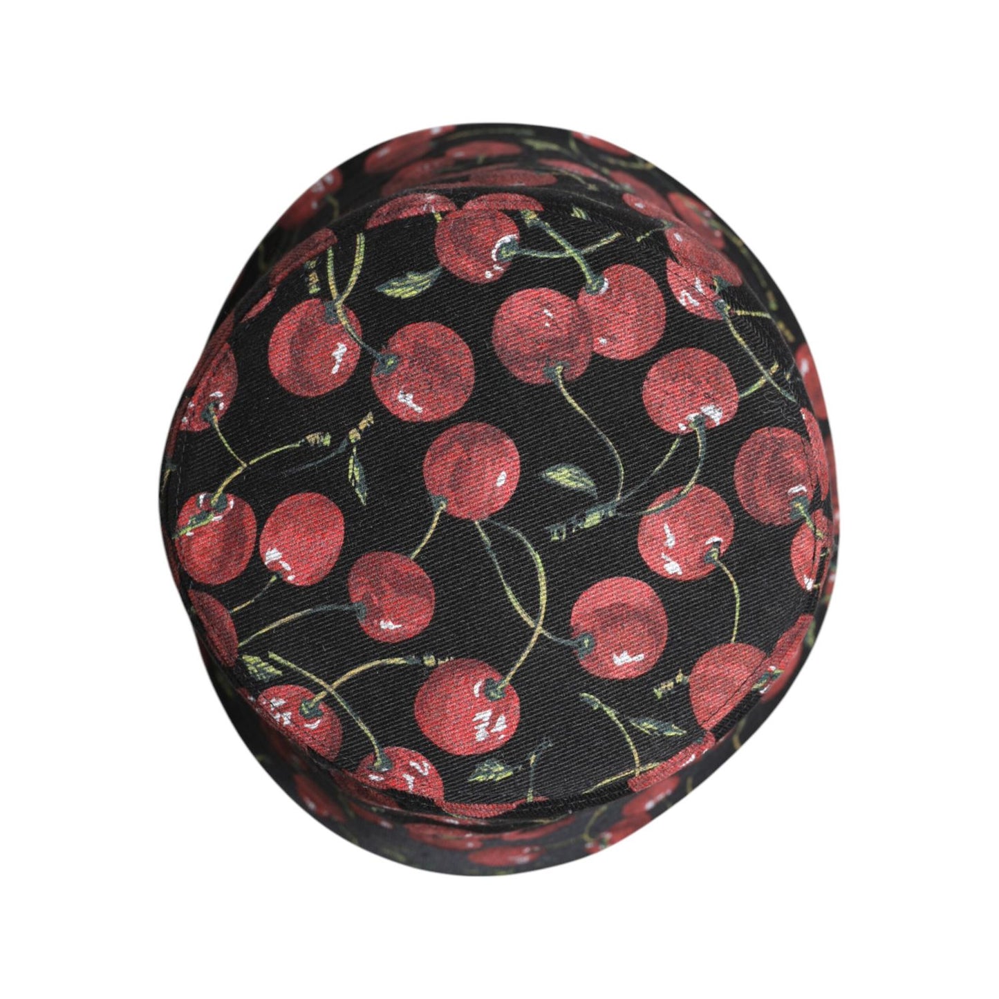 Dolce & Gabbana Black Cotton Printed Wide Brim Bucket Hat